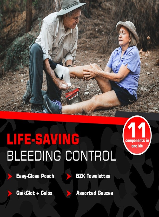 MediTac Bleeding Control Zip Pack with QuikClot, Celox, Gauze Pads, Triangular Bandage, BZK Wipes, Nitrile Gloves, Tape – Trauma First Aid Kit for Emergency Use - Image 3